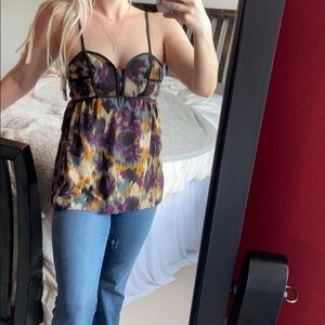 Purple and gold printed tank